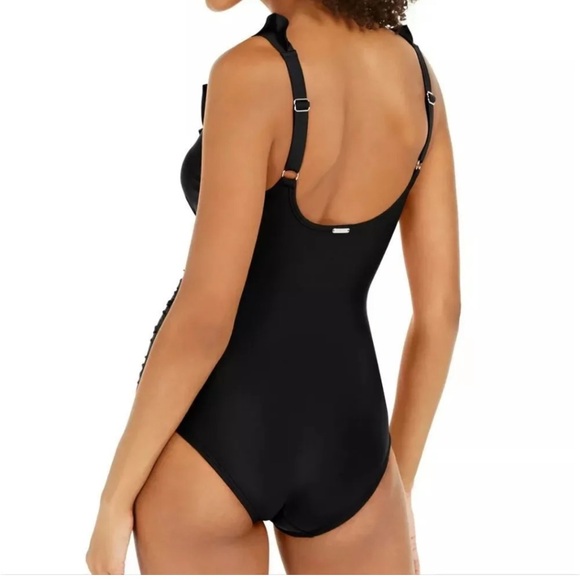 DKNY NWT Ruffle Plunge Underwire Tummy Control One-Piece Swimsuit Size S/P - Picture 15 of 16